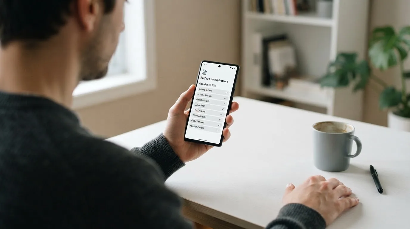 document officiel stylisé représentant un agrément ANJ consulté sur smartphone