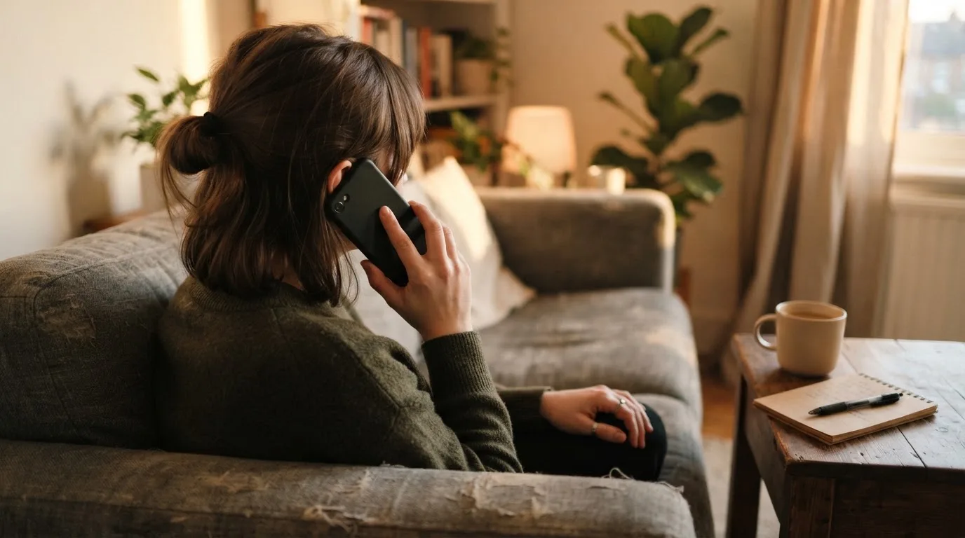 Une personne compose sur son smartphone le numéro d'un service d'aide et d'écoute pour joueurs en difficulté.