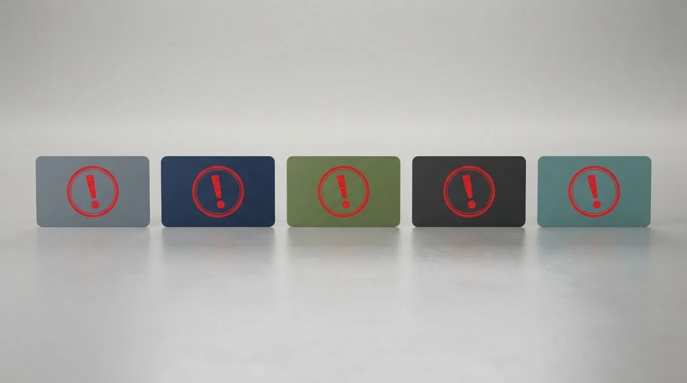 Une rangée de logos de plateformes de casino barrés d'un pictogramme d'avertissement sur fond neutre