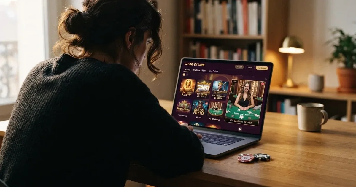 Écran d'ordinateur affichant un tableau comparatif de plateformes de casino en ligne acceptant le Bitcoin Cash, avec des pièces de cryptomonnaie posées à côté du clavier.
