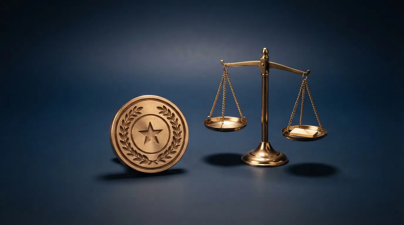 Logo stylisé de l'Autorité nationale des jeux à côté d'un symbole de balance de la justice