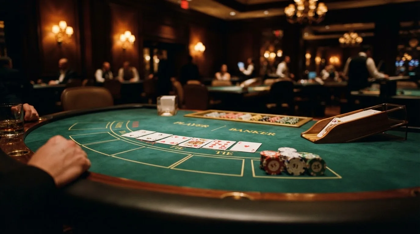 Table de baccara et jeux de cartes dans une salle de casino