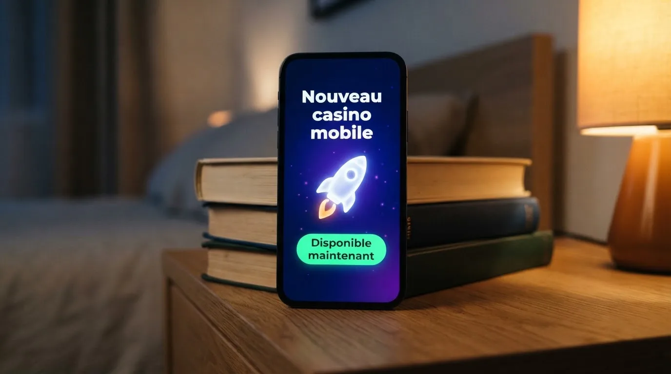 écran de smartphone annonçant le lancement d'un nouveau casino mobile