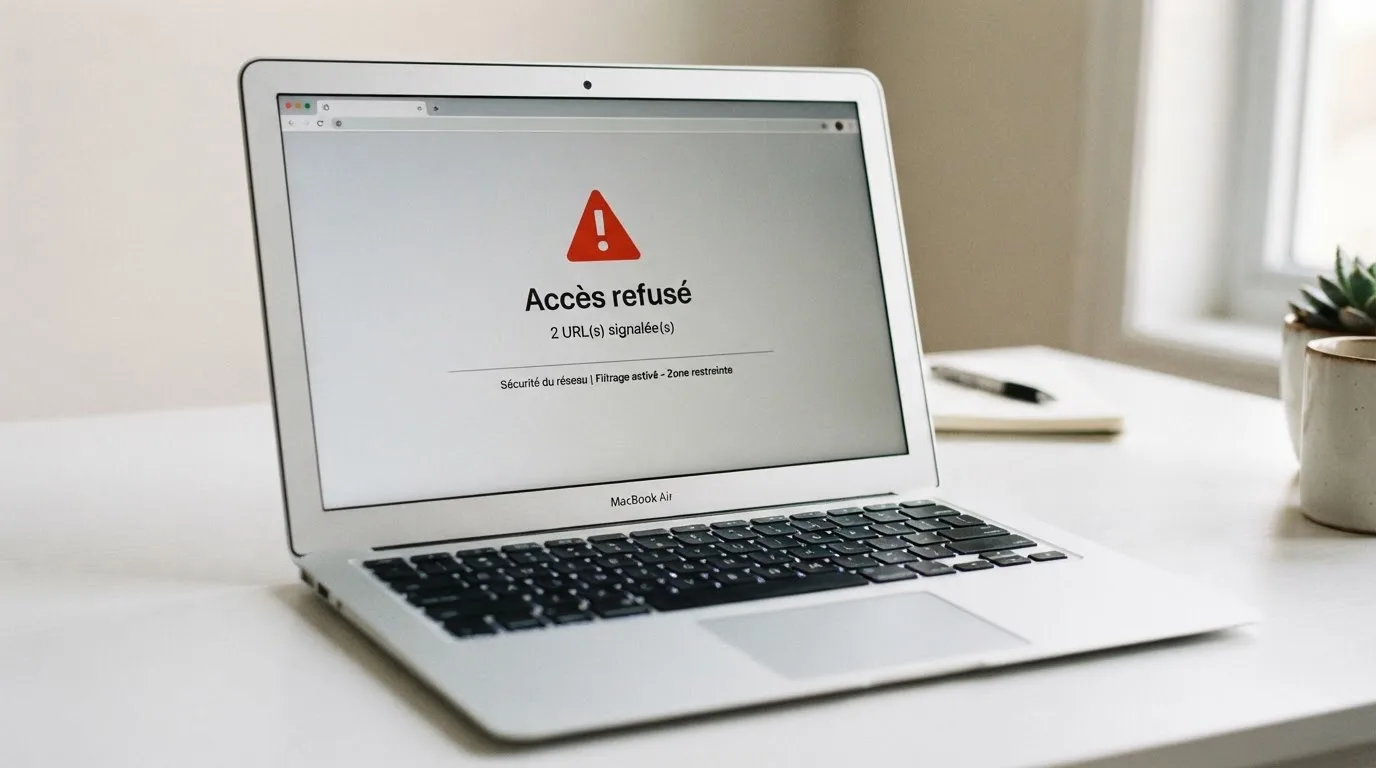Une page de liste noire de sites bloqués affichée dans un navigateur, avec une colonne de dates