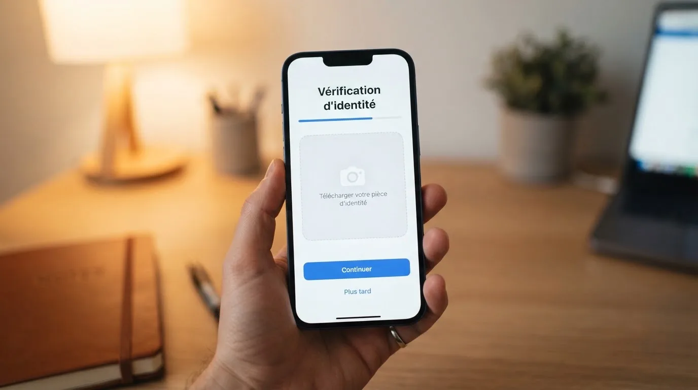 a smartphone screen showing an identity-document upload step lors d'une demande d'interdiction volontaire de jeux en ligne